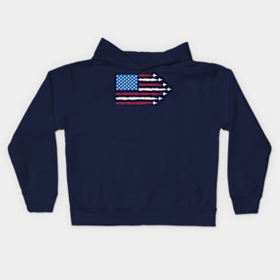 Patriotic Red White Blue USA Flag Fighter Jets Kids Hoodie